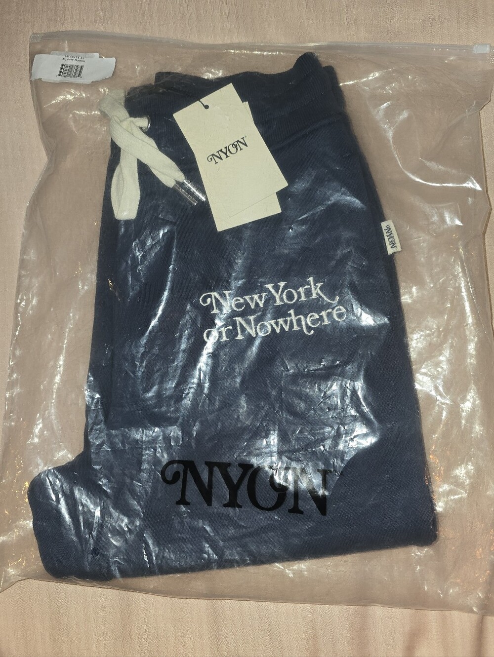 NWT New York or Nowhere (NYON) Signature Drawstring Sweatpants in Navy - Sz XS